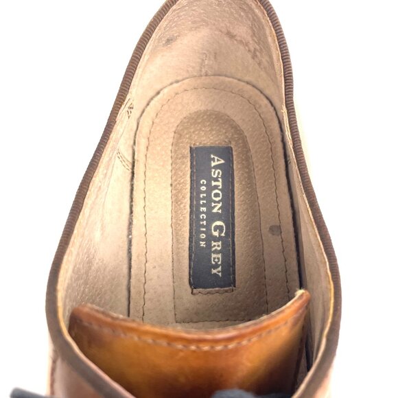 Aston Grey Collection Oxford Dress Men’s Tan/Brown Leather Shoes Size 9 - Picture 10 of 13